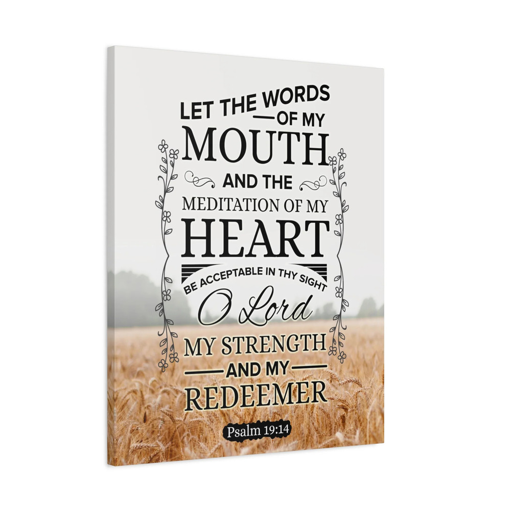 Scripture Canvas Lord My Strength Psalm 19:14 Christian Wall Art Ready to Hang